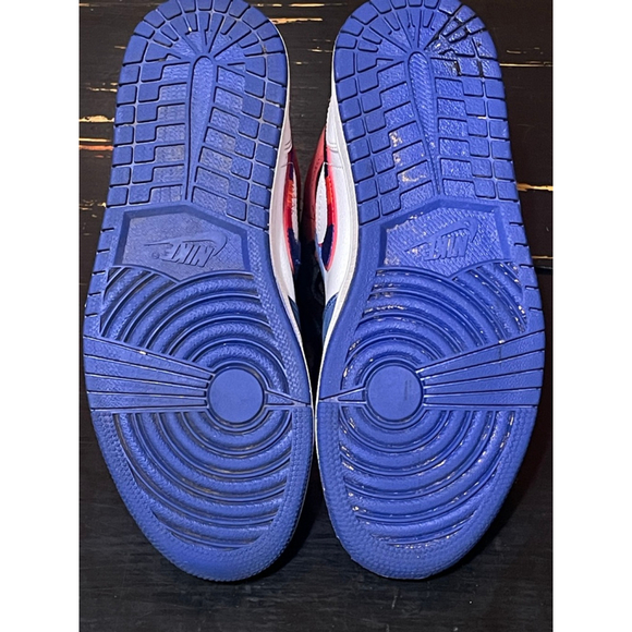 Nike Men's Jordan 1 mid multicolor swoosh Sneakers Size 8 White Blue Redi - Picture 5 of 7